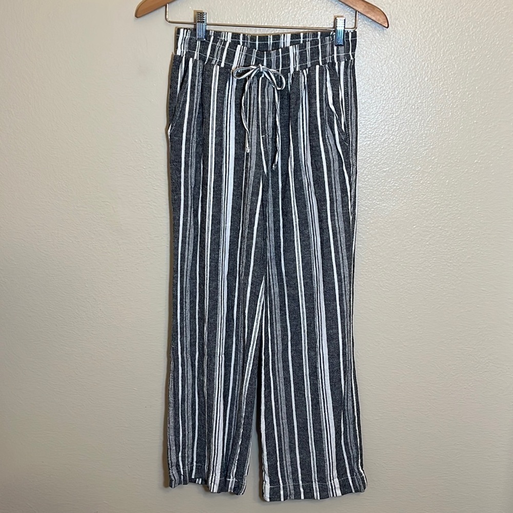 BRIGGS Straight Leg Striped Linen Blend Pant